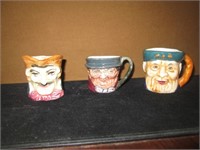 3 Small Vintage Toby Mugs