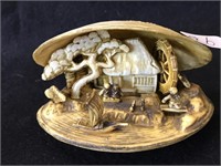 Vintage Japanese Netsuke Celluloid Diorama Clam