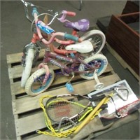 2 kids bikes, childs basket hoop