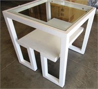 11 - NEW JADE END TABLE WHITE GLASS TOP IN BOX