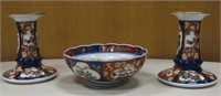 Gold Imari Japanese Porcelain Bowl Candle Holders