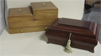 2 Wood Jewelry Boxes - 1 Is A Music Box