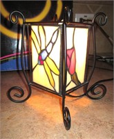 VNTG Styled Stained Acrylic Glass Dragonfly Lamp