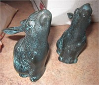 2 Andrea by Sadek Metal Rabbit Figurines, 6"H