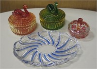 VNTG Swan Form Lidded Glass Lipstick Jars & More