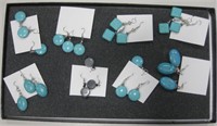 7 Turquoise Styled/1 Grey Stone Earrings & Pendant