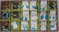 15 Turquoise / Silver Tone Earrings & 3 Ornaments