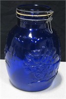 10.5" Tall Cobalt Blue Glass Storage Jar - Italy