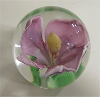 2.5" Tall Floral Art Glass Paperweight
