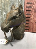 Cast iron horse head w/ ring post topper