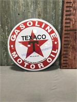 Texaco Gasoline Motor Oil round tin sign--15.5"
