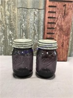 Pair purple Ball pint jars w/ zinc lids