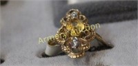 SIZE 6 1/4 10KT CITRINE AND DIAMOND RING