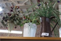 VASES WITH ARTIFICIAL DECORATIONS