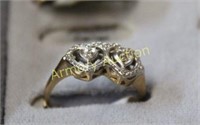 SIZE 6 1/2 10KT DOUBLE HEART RING