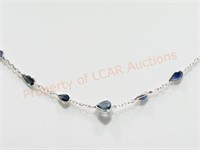 14 K White Gold Sapphire Necklace