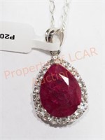 Sterling Silver Large Ruby Topaz Pendant