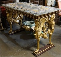 NEOCLASSICAL STYLE INLIAD TOP TABLE GILDED TABLE