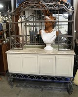 MARBLE TOP BAR WITH IRON RACK TOP