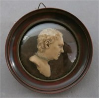 WAX PROFILE OF A MAN UNDER GLASS