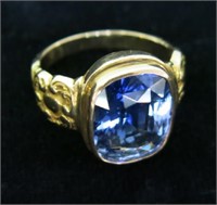 MEN'S 14KT GOLD RING WITH BLUE STONE