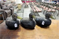 (3) Cork Bodied Black Duck Decoys: