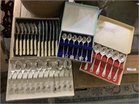 4 BOXED CUTTLERY, SPOONS ETC