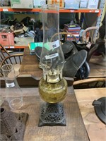 AMBER GLASS BRASS. LAMP