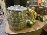 LARGE POTTERY CROCK AND PLASTER