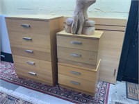 QUEEN SIZE TIMBER BED, CHEST & 2 BEDSIDES