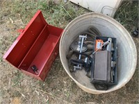 WASH TUB AND RED TOOL BOX
