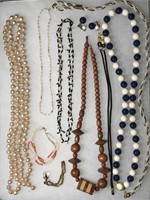 Beaded necklaces, natural material necklaces
