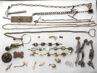 Bangle bracelets, necklaces, earrings, misc. pins