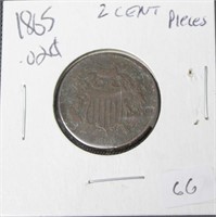 1865 TWO CENT PIECE  VG