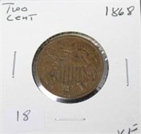 1868 TWO CENT PIECE  VF