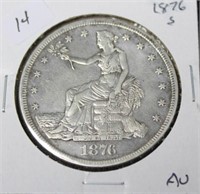 1876 S TRADE DOLLAR  AU