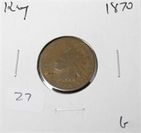 1870 INDIAN HEAD CENT RARE DATE G