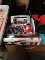 Box of die cast cars  V Tech telephone and