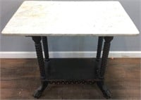 ANTIQUE SQUARE MARBLE SPIRAL TABLE