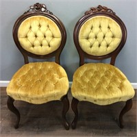 2 PELHAM 1950’S CARVED ROSE VICTORIAN STYLE CHAIRS