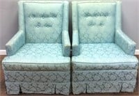 2 VINTAGE BLUE FLORAL CHAIR CRAFT CHAIRS