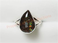 Sterling Silver Ammolite Gemstone Ring