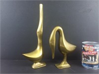 2 statuettes en laiton d'oies - Brass geese