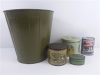 1 seau et 3 boîtes en métal - Bucket and 3 tins