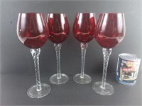 4 verres calices rouges - Red stemmed glasses