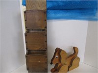 Wooden selection; mail holder & dog