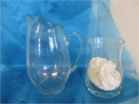 Nice glass pitcher & vase