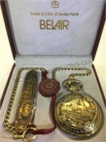 BELAIR RAILROAD POCKET WATCH WITH KNIFE