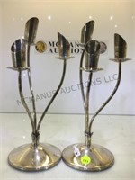 PAIR OF WEIGHTED STERLING CANDLE HOLDERS
