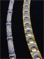 2 STAINLESS STEEL "MAGNETIC THERAPY" BRACELETS